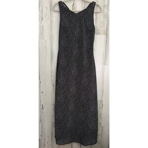 A Wild Thyme Womens Lined Maxi Dress Black White Criss Cross Back‎ Size 6 Petite